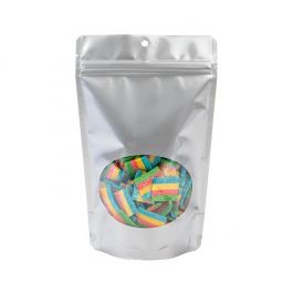 Doypack Argentées avec fenêtre ovale 13x7,9x20,6cm Trou de suspension (100 pièces) [ZBGO3SH]